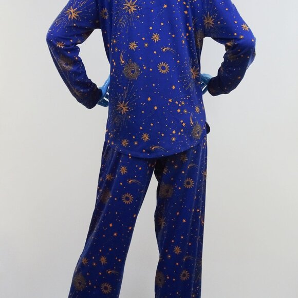Room Service Pajama Set M 8 10 Majestic Celestial Stars Shawl Collar Lounge 2pc - Picture 5 of 6